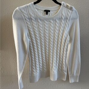 Talbots White Cable Knit Sweater